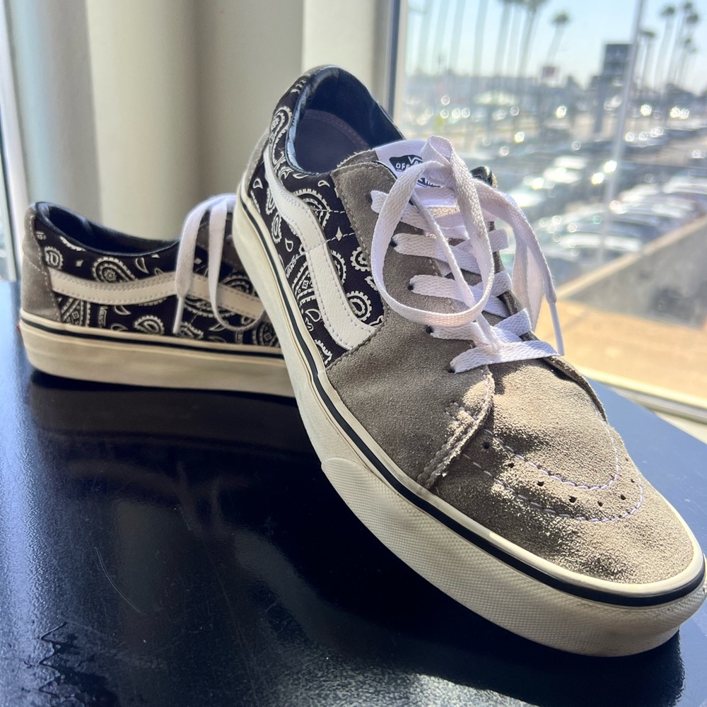 Vans Black and White Paisley Sneakers
